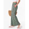 image:imageANRABESS Womens Gingham Pants Checkered Plaid Striped Boxer Wide Leg Palazzo Pants Lounge PJ Bottoms Trousers with PocketsDeep Green White Plaid