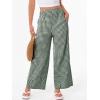 image:imageANRABESS Womens Gingham Pants Checkered Plaid Striped Boxer Wide Leg Palazzo Pants Lounge PJ Bottoms Trousers with PocketsDeep Green White Plaid