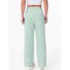 image:imageANRABESS Womens Gingham Pants Checkered Plaid Striped Boxer Wide Leg Palazzo Pants Lounge PJ Bottoms Trousers with PocketsGreen White Stripe