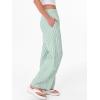 image:imageANRABESS Womens Gingham Pants Checkered Plaid Striped Boxer Wide Leg Palazzo Pants Lounge PJ Bottoms Trousers with PocketsGreen White Stripe