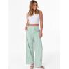 image:imageANRABESS Womens Gingham Pants Checkered Plaid Striped Boxer Wide Leg Palazzo Pants Lounge PJ Bottoms Trousers with PocketsGreen White Stripe