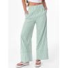 image:imageANRABESS Womens Gingham Pants Checkered Plaid Striped Boxer Wide Leg Palazzo Pants Lounge PJ Bottoms Trousers with PocketsGreen White Stripe