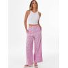 image:imageANRABESS Womens Gingham Pants Checkered Plaid Striped Boxer Wide Leg Palazzo Pants Lounge PJ Bottoms Trousers with PocketsHot Pink White Plaid