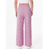 image:imageANRABESS Womens Gingham Pants Checkered Plaid Striped Boxer Wide Leg Palazzo Pants Lounge PJ Bottoms Trousers with PocketsHot Pink White Plaid