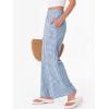image:imageANRABESS Womens Gingham Pants Checkered Plaid Striped Boxer Wide Leg Palazzo Pants Lounge PJ Bottoms Trousers with PocketsLight Blue White Plaid