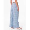 image:imageANRABESS Womens Gingham Pants Checkered Plaid Striped Boxer Wide Leg Palazzo Pants Lounge PJ Bottoms Trousers with PocketsLight Blue White Plaid
