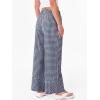 image:imageANRABESS Womens Gingham Pants Checkered Plaid Striped Boxer Wide Leg Palazzo Pants Lounge PJ Bottoms Trousers with PocketsNavy Blue White Plaid
