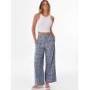 image:imageANRABESS Womens Gingham Pants Checkered Plaid Striped Boxer Wide Leg Palazzo Pants Lounge PJ Bottoms Trousers with PocketsNavy Blue White Plaid