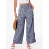image:imageANRABESS Womens Gingham Pants Checkered Plaid Striped Boxer Wide Leg Palazzo Pants Lounge PJ Bottoms Trousers with PocketsNavy Blue White Plaid