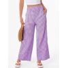 image:imageANRABESS Womens Gingham Pants Checkered Plaid Striped Boxer Wide Leg Palazzo Pants Lounge PJ Bottoms Trousers with PocketsPurple White Plaid