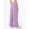 image:imageANRABESS Womens Gingham Pants Checkered Plaid Striped Boxer Wide Leg Palazzo Pants Lounge PJ Bottoms Trousers with PocketsPurple White Plaid