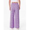 image:imageANRABESS Womens Gingham Pants Checkered Plaid Striped Boxer Wide Leg Palazzo Pants Lounge PJ Bottoms Trousers with PocketsPurple White Plaid