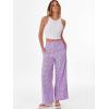 image:imageANRABESS Womens Gingham Pants Checkered Plaid Striped Boxer Wide Leg Palazzo Pants Lounge PJ Bottoms Trousers with PocketsPurple White Plaid