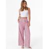 image:imageANRABESS Womens Gingham Pants Checkered Plaid Striped Boxer Wide Leg Palazzo Pants Lounge PJ Bottoms Trousers with PocketsRed White Stripe