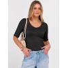 image:imageANRABESS Womens Half Sleeve Tops V Neck Ribbed Knit Slim Fit Basic T Shirts 2026 Summer Casual Tees Spring Trendy ClothesBlack