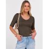 image:imageANRABESS Womens Half Sleeve Tops V Neck Ribbed Knit Slim Fit Basic T Shirts 2026 Summer Casual Tees Spring Trendy ClothesCoffee