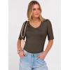 image:imageANRABESS Womens Half Sleeve Tops V Neck Ribbed Knit Slim Fit Basic T Shirts 2026 Summer Casual Tees Spring Trendy ClothesCoffee
