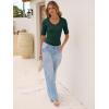 image:imageANRABESS Womens Half Sleeve Tops V Neck Ribbed Knit Slim Fit Basic T Shirts 2026 Summer Casual Tees Spring Trendy ClothesDeep Green