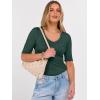 image:imageANRABESS Womens Half Sleeve Tops V Neck Ribbed Knit Slim Fit Basic T Shirts 2026 Summer Casual Tees Spring Trendy ClothesDeep Green