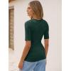image:imageANRABESS Womens Half Sleeve Tops V Neck Ribbed Knit Slim Fit Basic T Shirts 2026 Summer Casual Tees Spring Trendy ClothesDeep Green