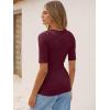 image:imageANRABESS Womens Half Sleeve Tops V Neck Ribbed Knit Slim Fit Basic T Shirts 2026 Summer Casual Tees Spring Trendy ClothesHot  Deep Red