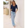 image:imageANRABESS Womens Half Sleeve Tops V Neck Ribbed Knit Slim Fit Basic T Shirts 2026 Summer Casual Tees Spring Trendy ClothesNavy Blue