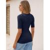 image:imageANRABESS Womens Half Sleeve Tops V Neck Ribbed Knit Slim Fit Basic T Shirts 2026 Summer Casual Tees Spring Trendy ClothesNavy Blue