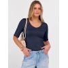 image:imageANRABESS Womens Half Sleeve Tops V Neck Ribbed Knit Slim Fit Basic T Shirts 2026 Summer Casual Tees Spring Trendy ClothesNavy Blue