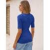 image:imageANRABESS Womens Half Sleeve Tops V Neck Ribbed Knit Slim Fit Basic T Shirts 2026 Summer Casual Tees Spring Trendy ClothesRoyal Blue