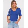 image:imageANRABESS Womens Half Sleeve Tops V Neck Ribbed Knit Slim Fit Basic T Shirts 2026 Summer Casual Tees Spring Trendy ClothesRoyal Blue