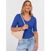 image:imageANRABESS Womens Half Sleeve Tops V Neck Ribbed Knit Slim Fit Basic T Shirts 2026 Summer Casual Tees Spring Trendy ClothesRoyal Blue