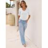 image:imageANRABESS Womens Half Sleeve Tops V Neck Ribbed Knit Slim Fit Basic T Shirts 2026 Summer Casual Tees Spring Trendy ClothesWhite