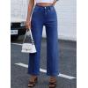 image:imageANRABESS Womens Jeans High Waist Straight Leg Stretchy Ankle Length Denim Pants with PocketsWashed Navy Blue