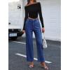image:imageANRABESS Womens Jeans High Waist Straight Leg Stretchy Ankle Length Denim Pants with PocketsWashed Navy Blue