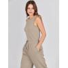 image:imageANRABESS Womens Jumpsuits 2026 Spring Fall Thick Casual Romper Sleeveless Wide Leg Pants One Piece Outfits Vacation ClothesApricot