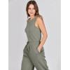 image:imageANRABESS Womens Jumpsuits 2026 Spring Fall Thick Casual Romper Sleeveless Wide Leg Pants One Piece Outfits Vacation ClothesArmy Green