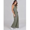 image:imageANRABESS Womens Jumpsuits 2026 Spring Fall Thick Casual Romper Sleeveless Wide Leg Pants One Piece Outfits Vacation ClothesArmy Green