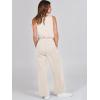 image:imageANRABESS Womens Jumpsuits 2026 Spring Fall Thick Casual Romper Sleeveless Wide Leg Pants One Piece Outfits Vacation ClothesBeige