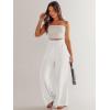 image:imageANRABESS Womens Linen Pants 2026 Summer Casual Loose Wide Leg Palazzo Pants High Waist Flowy Beach Trousers Work OutfitsWithe Cream