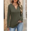 image:imageANRABESS Womens Long Sleeve Shirts V Neck Business Casual Work Tunic Tops Basic Tees 2025 Fall OutfitsArmy Green