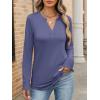 image:imageANRABESS Womens Long Sleeve Shirts V Neck Business Casual Work Tunic Tops Basic Tees 2025 Fall OutfitsBlue Gray