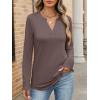 image:imageANRABESS Womens Long Sleeve Shirts V Neck Business Casual Work Tunic Tops Basic Tees 2025 Fall OutfitsBrown