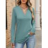 image:imageANRABESS Womens Long Sleeve Shirts V Neck Business Casual Work Tunic Tops Basic Tees 2025 Fall OutfitsCadet Blue