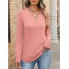 image:imageANRABESS Womens Long Sleeve Shirts V Neck Business Casual Work Tunic Tops Basic Tees 2025 Fall OutfitsCoral Pink