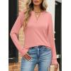 image:imageANRABESS Womens Long Sleeve Shirts V Neck Business Casual Work Tunic Tops Basic Tees 2025 Fall OutfitsCoral Pink