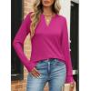 image:imageANRABESS Womens Long Sleeve Shirts V Neck Business Casual Work Tunic Tops Basic Tees 2025 Fall OutfitsHot Pink