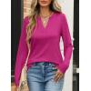 image:imageANRABESS Womens Long Sleeve Shirts V Neck Business Casual Work Tunic Tops Basic Tees 2025 Fall OutfitsHot Pink