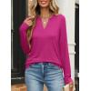 image:imageANRABESS Womens Long Sleeve Shirts V Neck Business Casual Work Tunic Tops Basic Tees 2025 Fall OutfitsHot Pink