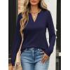 image:imageANRABESS Womens Long Sleeve Shirts V Neck Business Casual Work Tunic Tops Basic Tees 2025 Fall OutfitsNavy Blue