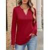 image:imageANRABESS Womens Long Sleeve Shirts V Neck Business Casual Work Tunic Tops Basic Tees 2025 Fall OutfitsRed